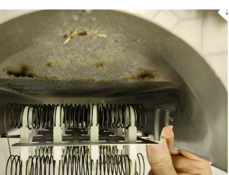 Failed LG dryer heating element — burnt and oxidized