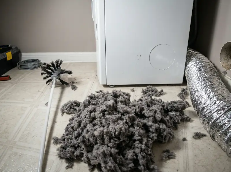 Clogged dryer exhaust vent with lint blockage